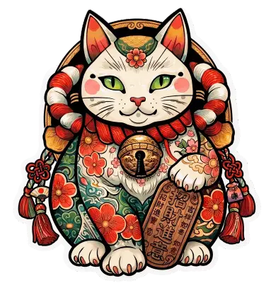 Sticker die-cut « Asian Cat », collection Massive Medias